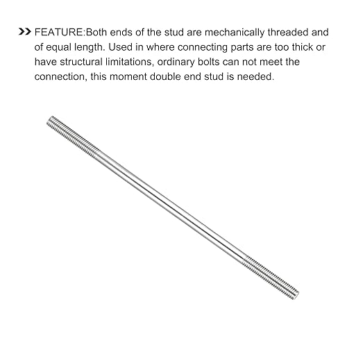 Miniatura 39 de METALLIXITY Tornillos de doble extremo (rosca M8, 3.150 in de longitud), 5 unidades, acero inoxidable 304, pernos de varilla roscados dobles
