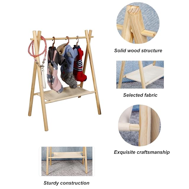Foto 6 de 7 de Rack De Prenda De Perros Armario De Mascota Armario Vestido De Madera Ropa Almacenamiento De Ropa De Vestir…
