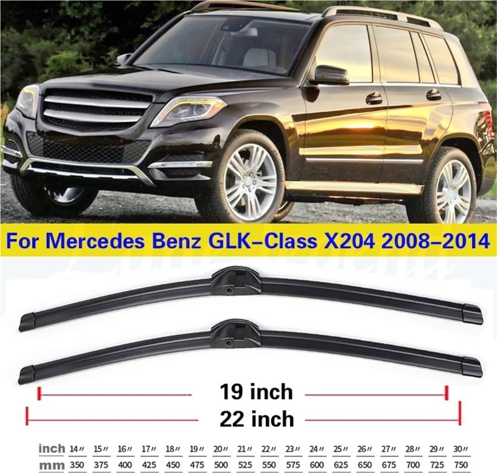 Wiper Front Wiper Blades Compatible with Mercedes-Benz GLK 280 300 350 200 220 320 X204 Windshield Windscreen Window 22"+19"
