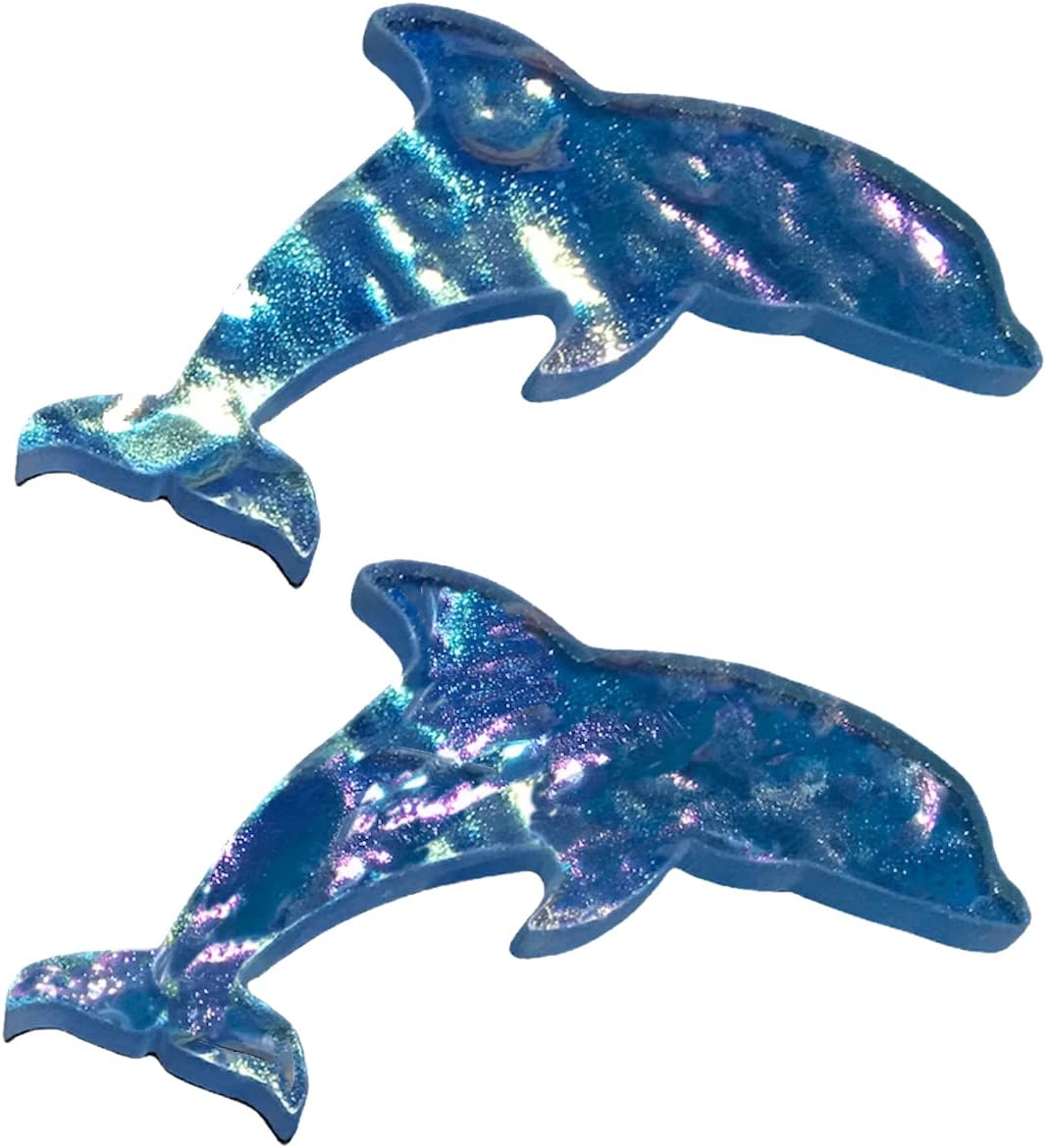 Aquatic Custom Tile Dolphin Glass Swimming Pool Step Marker Mosaic (5", Deep Blue) (2 Pack)