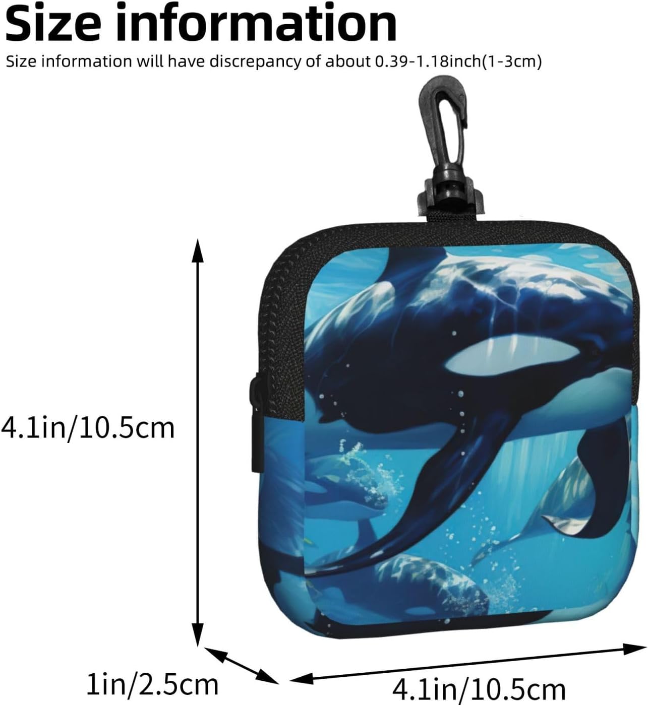 Killer Whales Swim Along Print Versatile Square Storage Bag Travel Organizer Pouch Toiletry Home Office Gift image 3