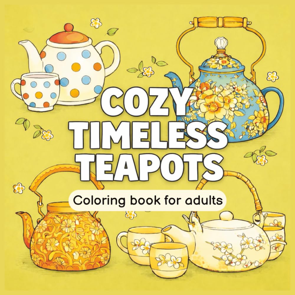 Cozy Timeless Teapots: A Cozy Adult Coloring Book of Vintage Teapots for Relaxation and Mindful Coloring