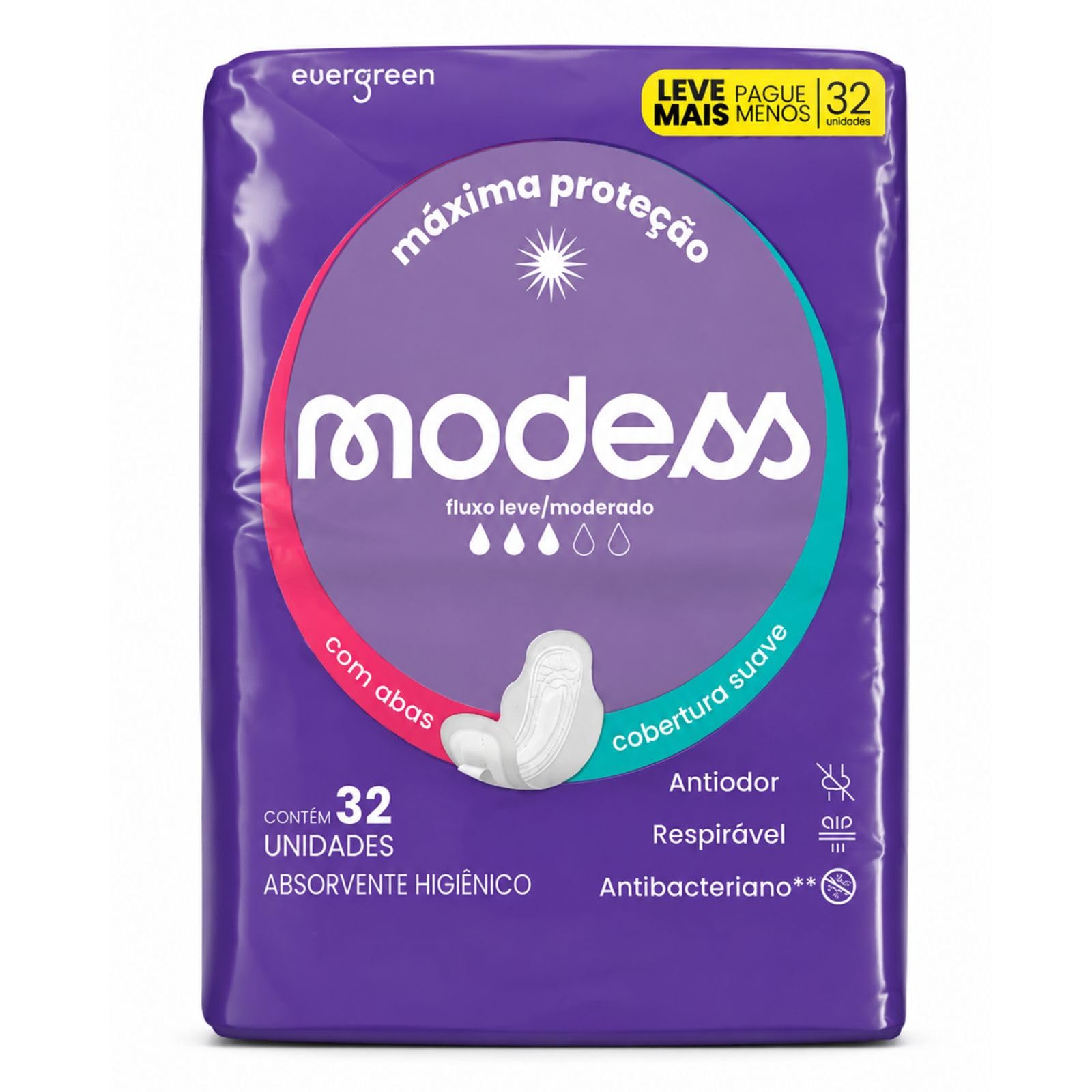 Absorvente Com Abas Fluxo Médio Cobertura Suave 32 Unidades Leve Mais Pague Menos