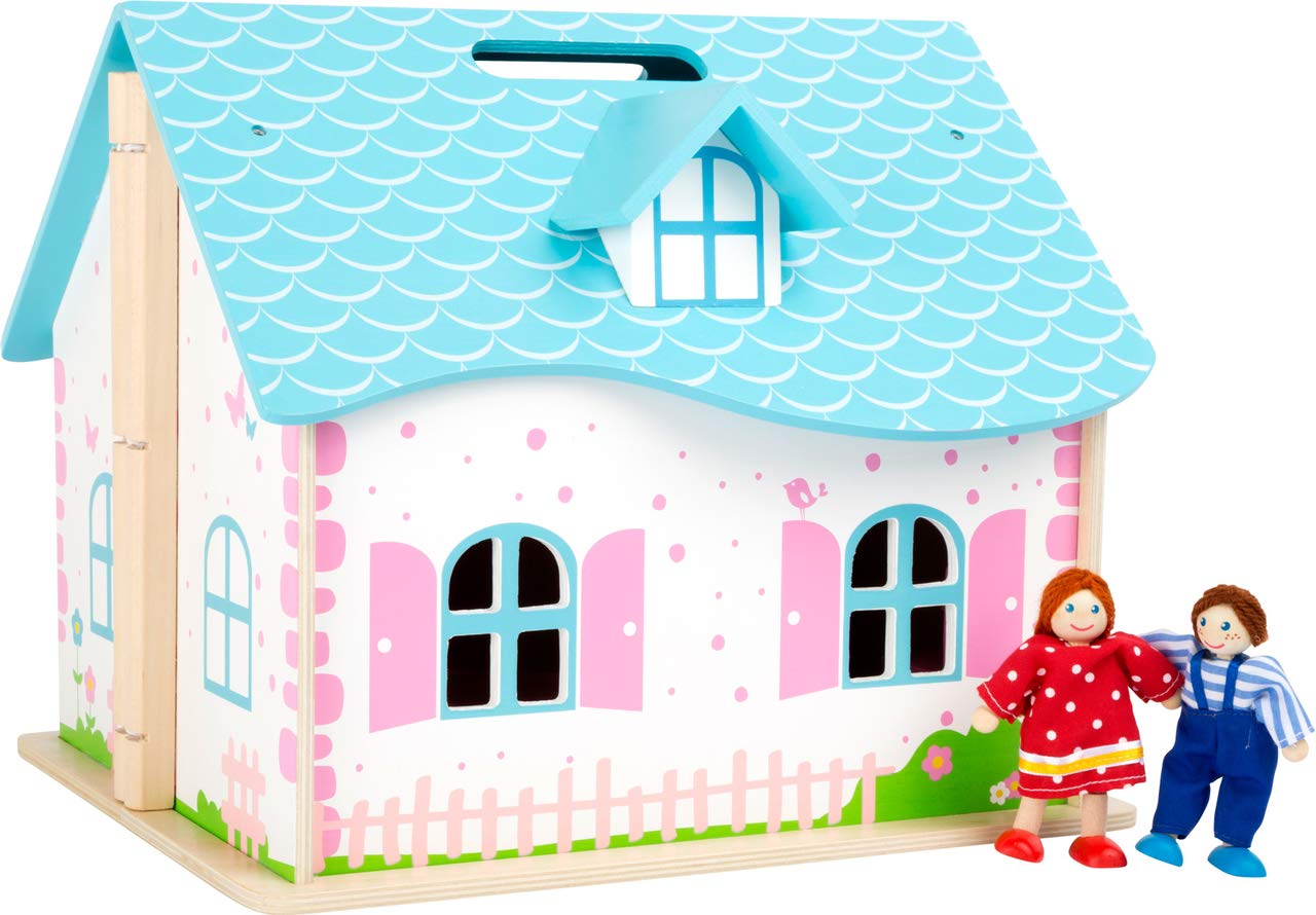small foot Puppenhaus zum Aufklappen, Rollenspiel für Kinder, aus Holz, inkl. 2 Biegepuppen, ab 3 Jahren. Art-Nr. 10737