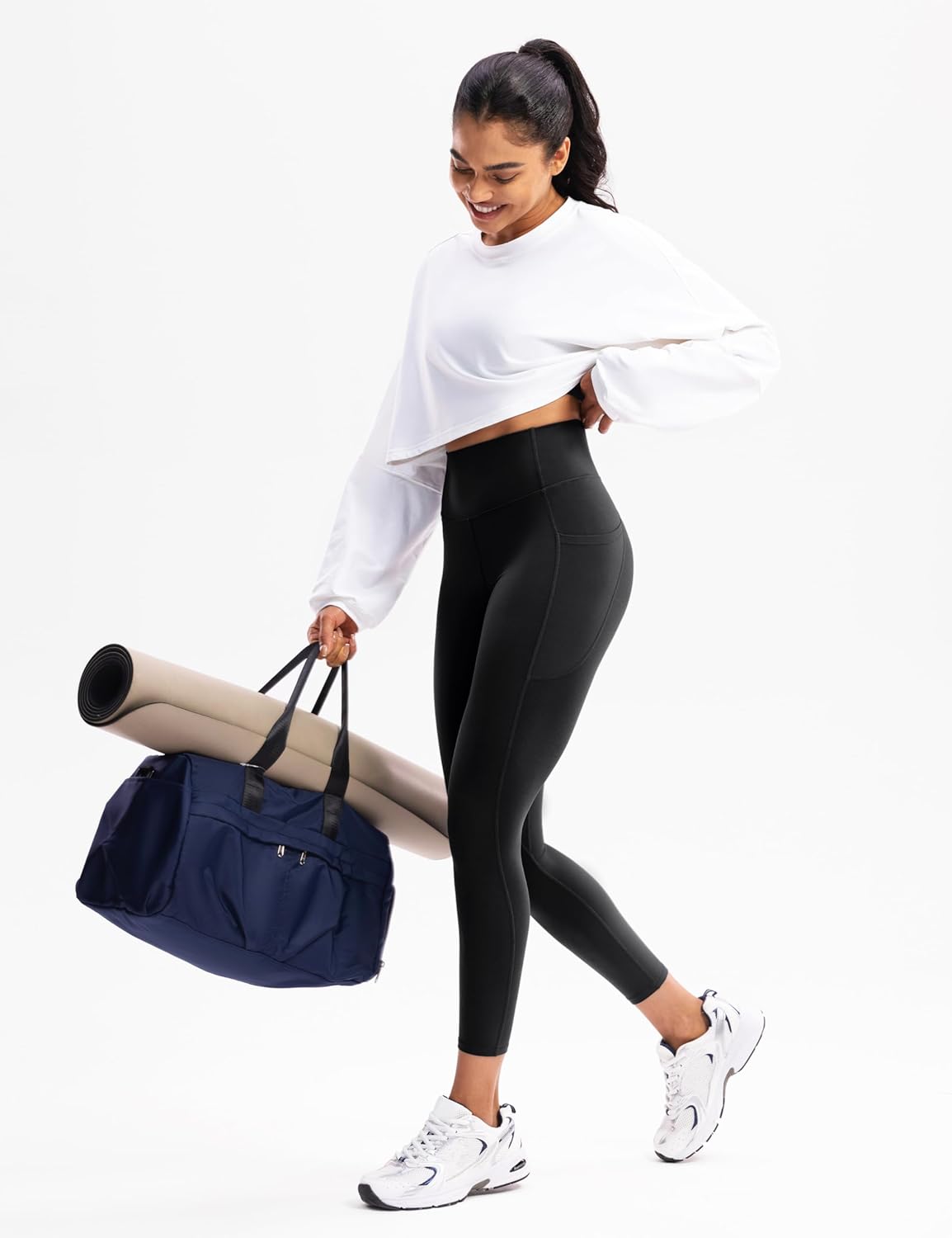 POSHDIVAH Creamluxe Yoga Leggings with Pockets for Women 25"/28" High Waisted Gym Workout Lounge Pants - Image 6