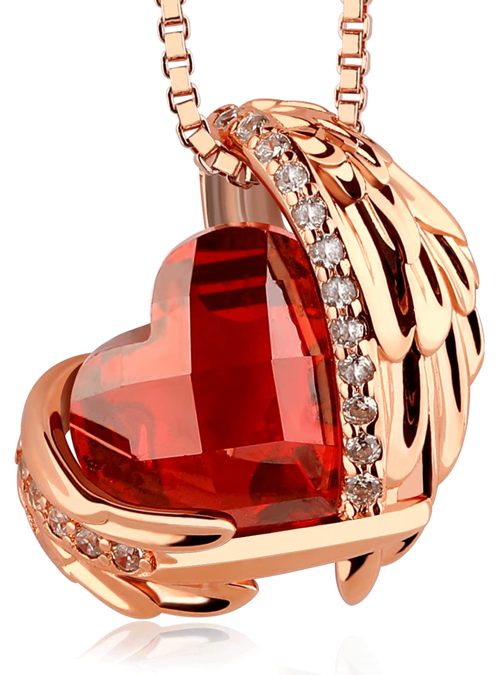 Heart-shaped Necklace Pendant Cubic Zirconia Gemstones with 18K Rose Gold-tone Plated Chain Surface Best Present for Her
