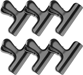 6 Pack Bag Clips, Stainless Steel Chip Clip, Black Chip Clips Bag Clips Food Clips, Bag Clips for Food, Heavy Duty Air Tight Seal Kitchen Clips Snack Clips Food Bag Clamp Clips