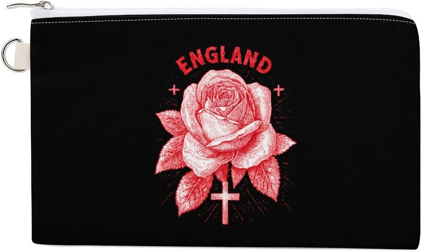 Red Rose England Flag Coin Purse Pouch Wallet Change Holder Zippered Makeup Bag For Men And Women