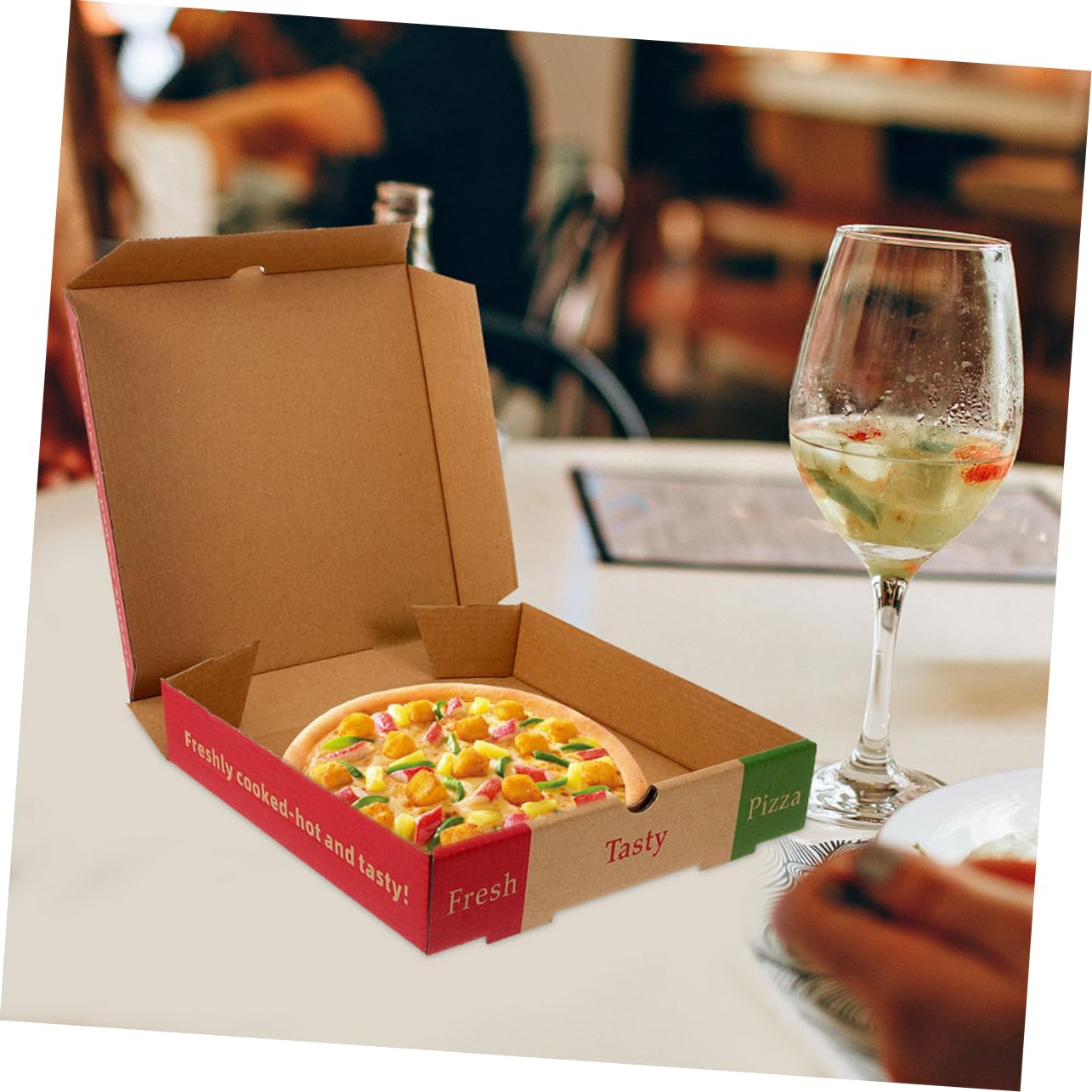 Yardenfun Lot de 20 Boîtes à Pizza en Papier de 18,5 Cm Réutilisables Pratiques pour Emballage et Stockage Lors Vente à Emporter