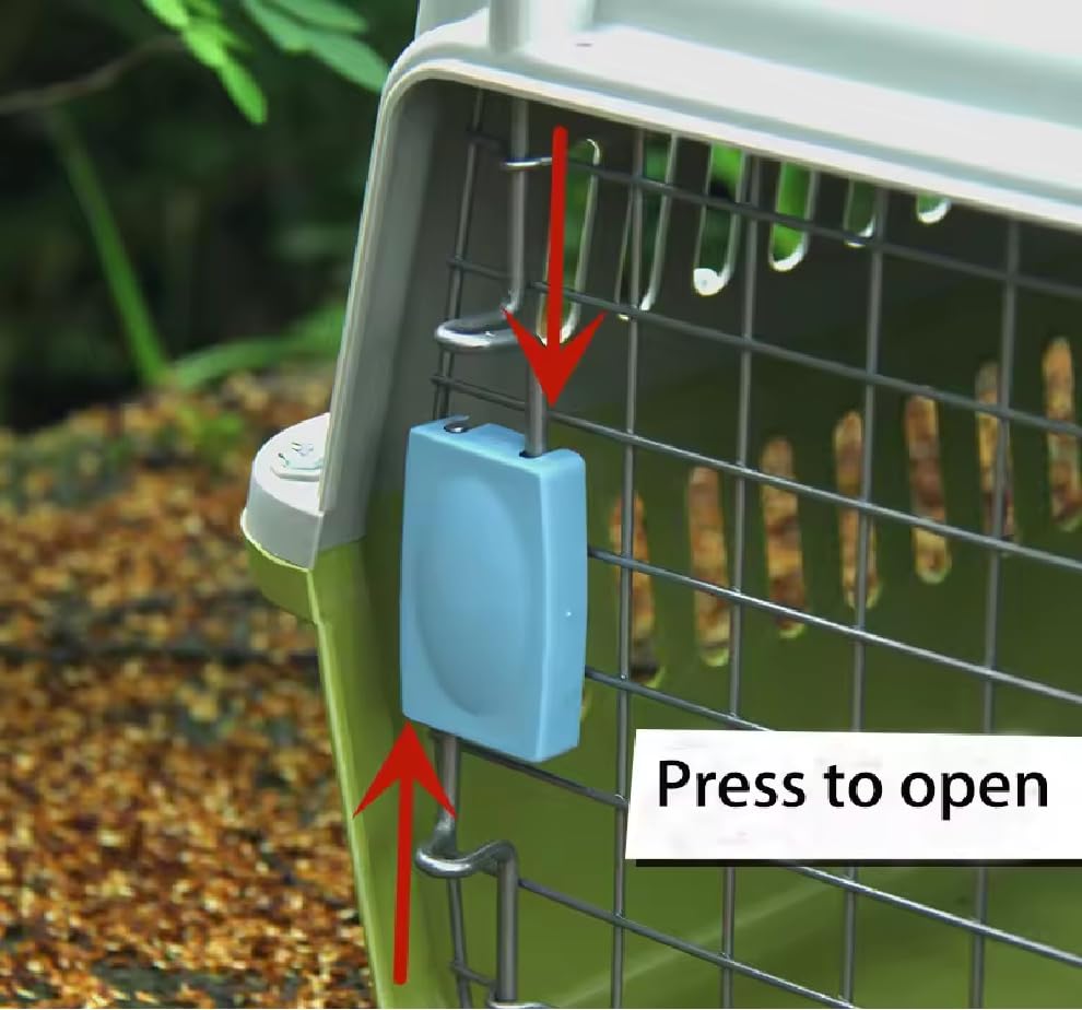 The-DDS-Store-Pet-Travel-Carrier-Dog-Cat-Rabbit-Basket-Plastic-Handle-Hinged-Door-Folding-Collapsible-Transport-Box-Crate-Cage-Size-195-x-13-x-125-Inch-for-Puppy-Cats-Green