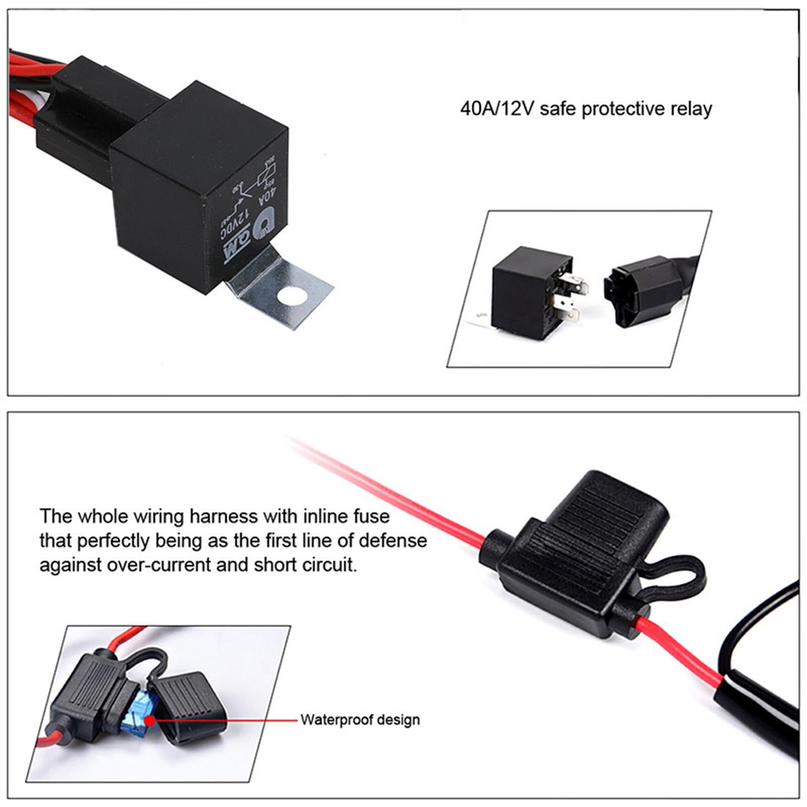 Fenteer Kit de Cableado para Motocicleta, Interruptor Universal, Accesorios de Iluminación, Cable de 1.6M