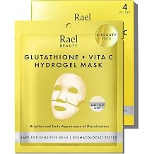 Rael Face Mask Deep Hydration & Moisturizing Sheet Masks, Daily Skincare, Advanced PM Routine for Glowing Skin, Korean Skin Care Glutathione + Vita C, 4 Count