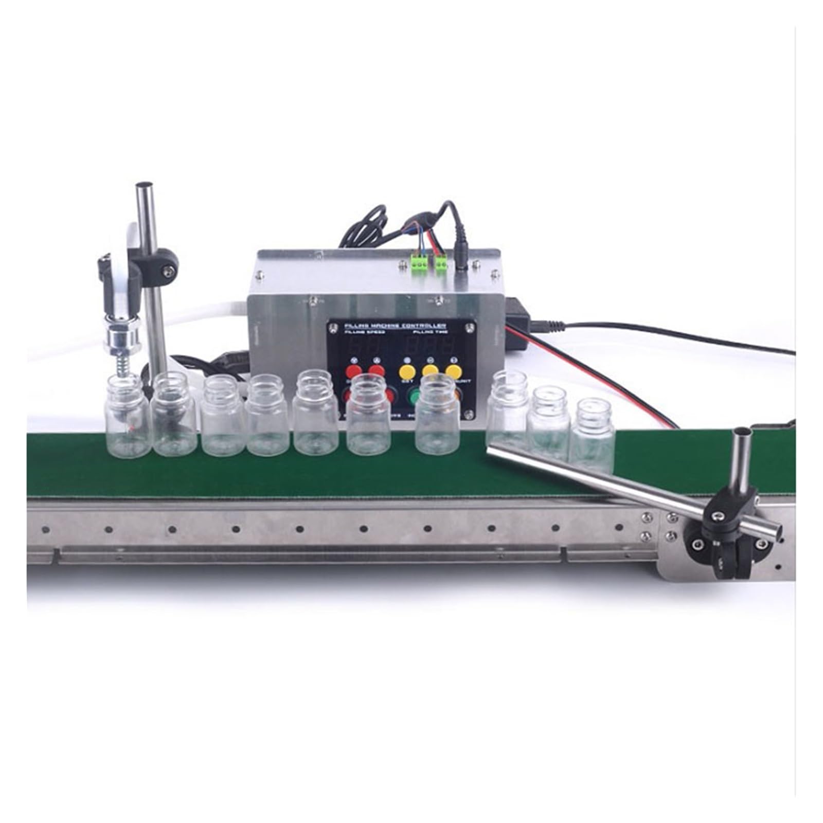 Máquina de llenado líquidos automática con cinta transportadora, llenador un solo cabezal, Perfume, agua, puede detectar resistencia al calor alta precisión,Mayor Precisión(Single head transmit)