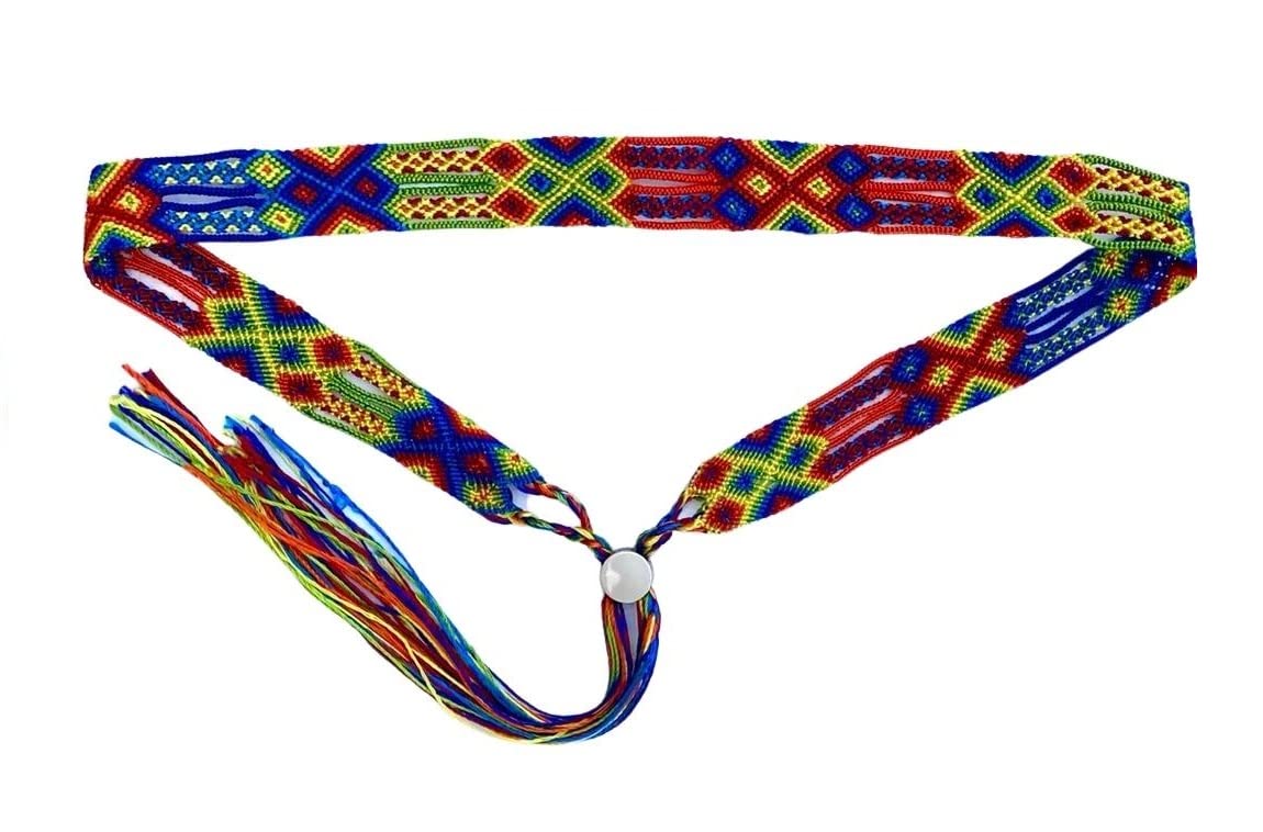 Mayan ArtsTrenzado Collection, Hatband Handwoven Silk Wrap Around Adjustable, Multicolor Tones, Colorful, Western Guatemala, Cowboy Hatband, Headband, Multi Color, One Size