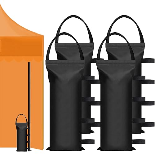 120LBS Canopy Weights Sand Bags for Canopy Outdoor Advertising Tent Sunshade Fixed Windproof Pop up Canopy Tent（No Sand Black (4-Pack)