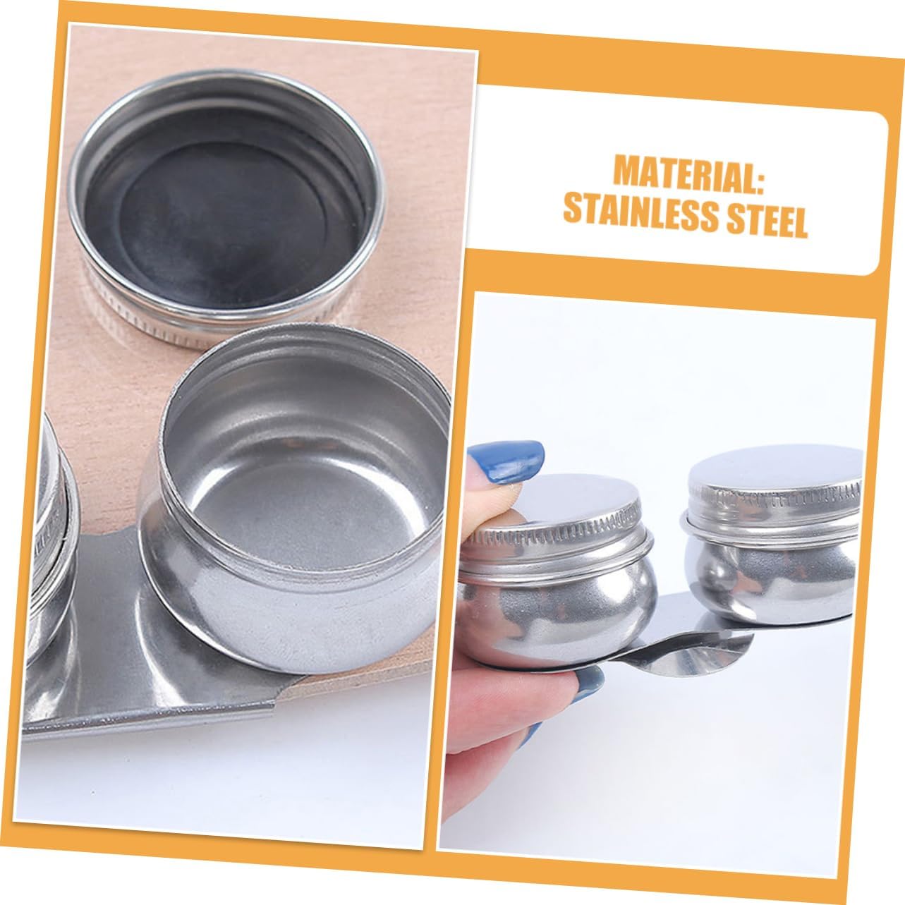 Hohopeti Stainless Steel Double Oil Painting Palette Cup with Lid Artist Solvent Container Portable Paint Brush Washer for Oil and Watercolor Painting