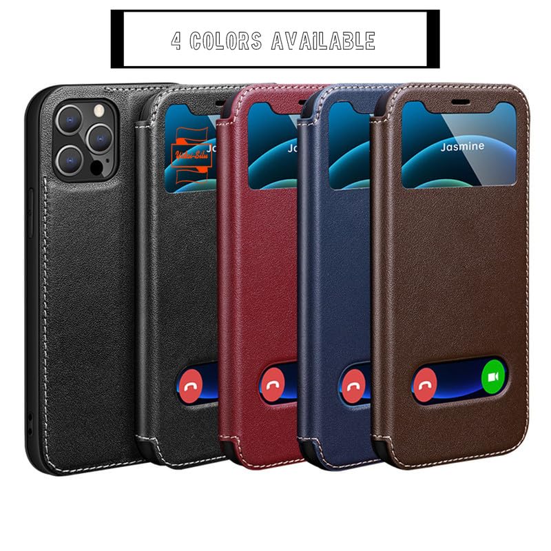 Étui en cuir pour iPhone 16 Plus rouge housse folio