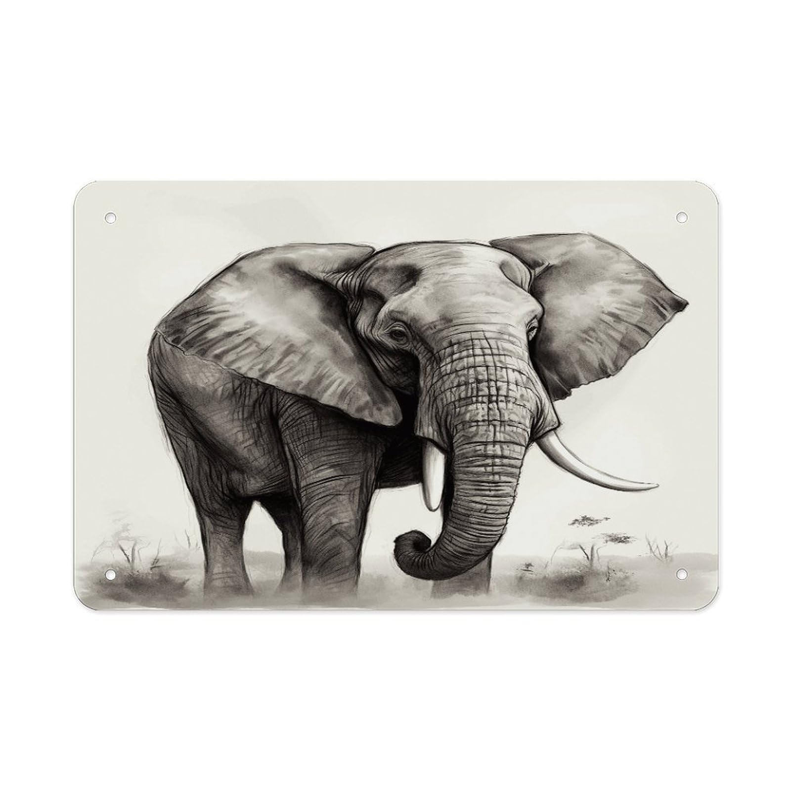 Fodpand Style Elephant Sketch Wall Art Metal Signs Tin Sign