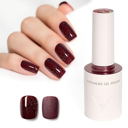 VENALISA Dark Burgundy Red Glitter Gel Nail Polish 1 Pcs