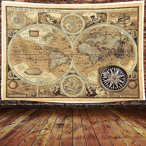 JAWO Tapeçaria de mapa-múndi para estudantes, mapa do mundo com países e grandes cidades, tapeçaria