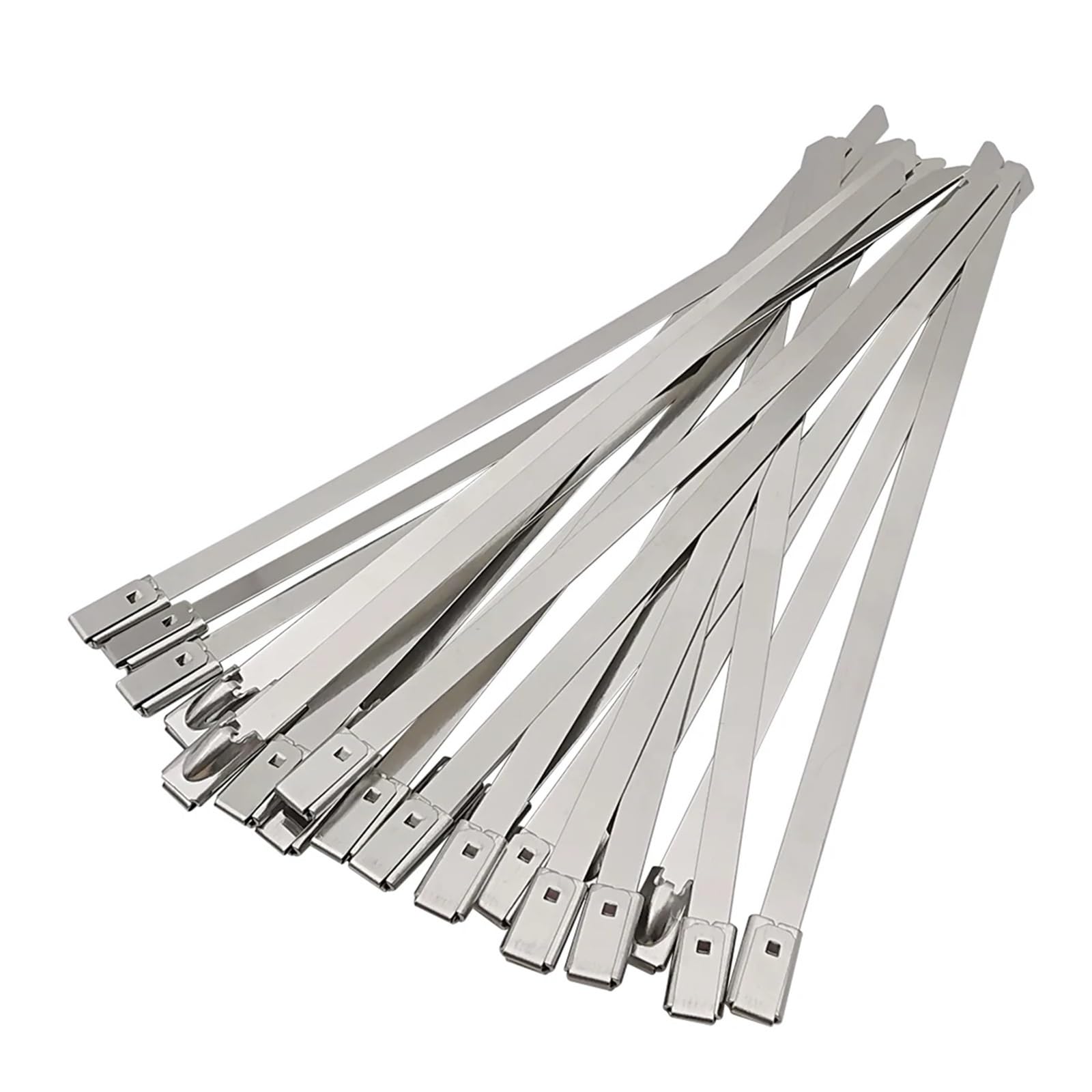 Udpoiuyt One Color Locking Exhaust Wrap, Stainless Steel Cable Ties 10 Pcs Self-Locking Multiple Sizes(4.6X400mm)