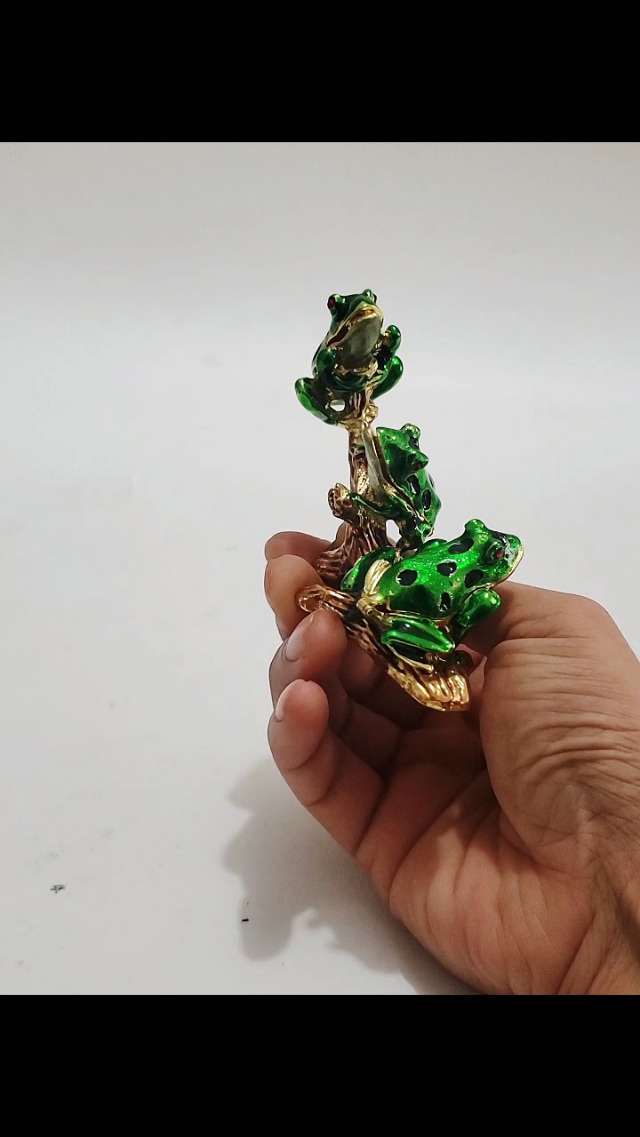3 Frog Figurines Collectibles Jewelry Box Decorative Hinged  on Amazon Live