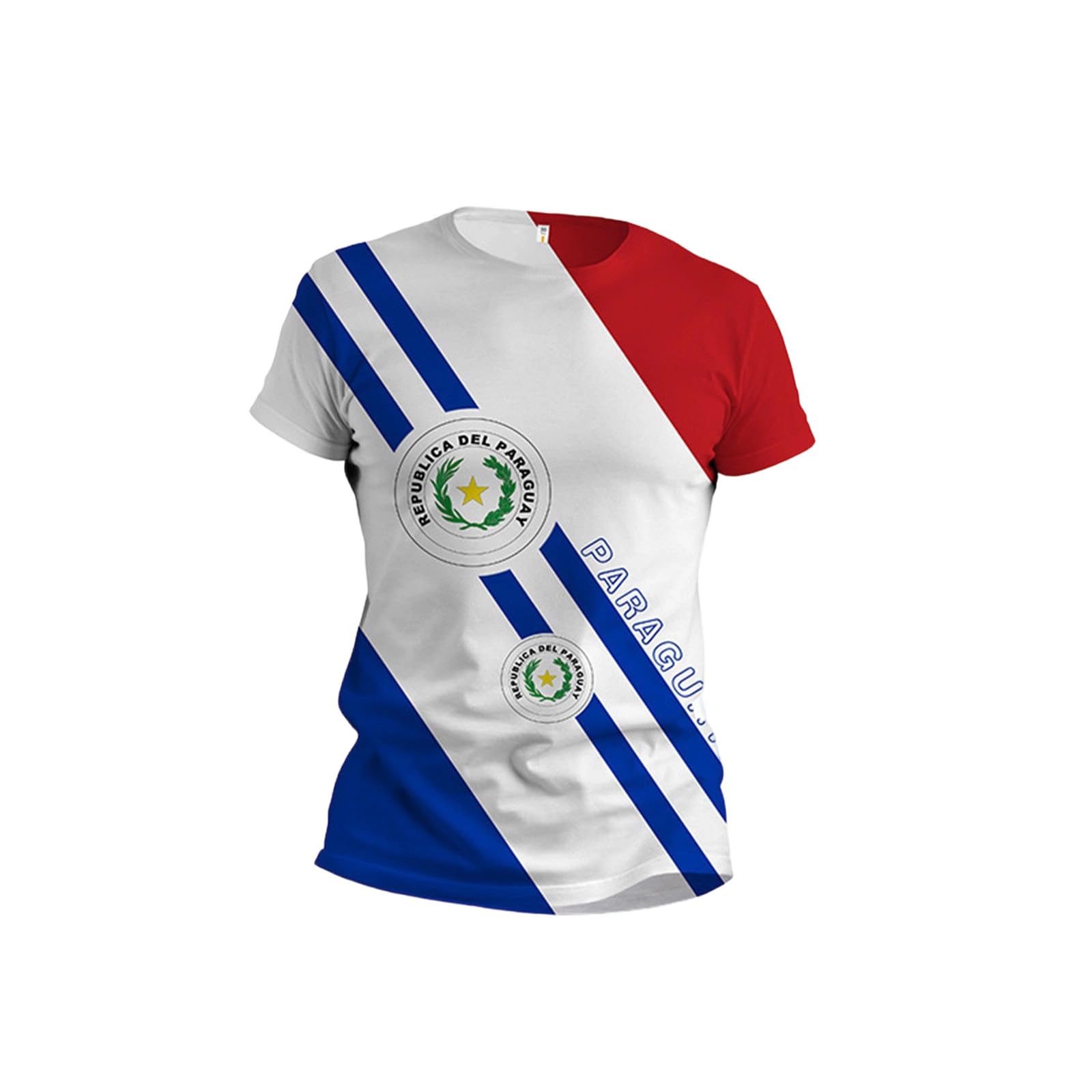 T-shirt a maniche corte da donna con stampa Paraguay e Blason, maglia da calcio estiva, maglietta per sostenere partite di calcio e festa nazionale, maglietta rossa e bianca, blu, maglietta sportiva