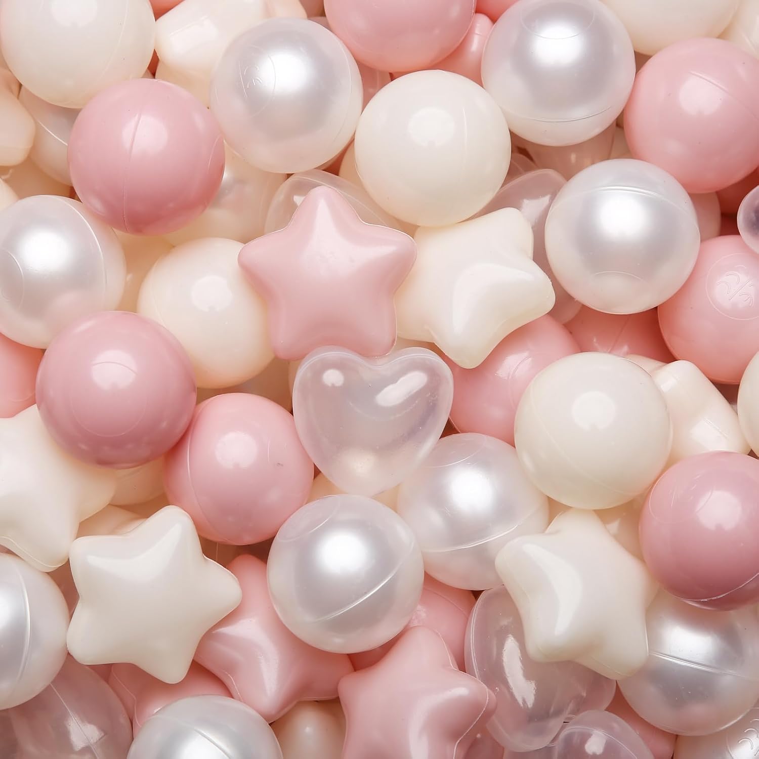 TRENDPLAY Ball Pit Balls Star and Heart Shapes for Toddlers - 50 100 200 500 Count Plastic Balls for Ball Pit Fun and Play