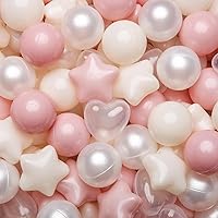 Vista 11 de Bolas de hoyo de TRENDPLAY en forma de estrella y corazón para niños pequeños - 50, 100, 200, 500 piezas de bolas de plástico para diversión y juego