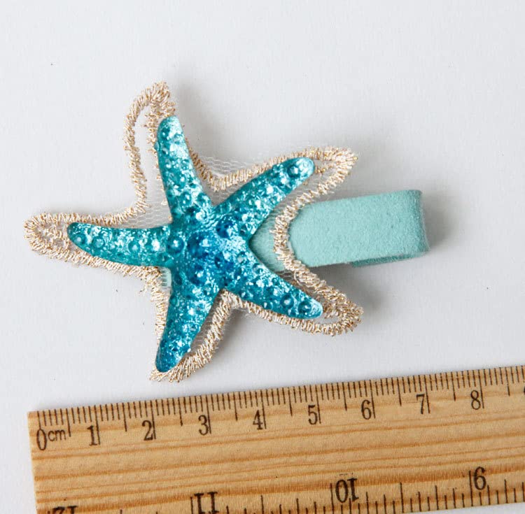 Vista 3 de Pinza para el pelo de cola de sirena, horquilla de cola de pez, conchas de mar, pinzas de sirena BBG31 (estrella de mar)
