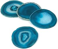 Vista 13 de Juego de 4 posavasos de ágata natural para bebidas, juego de 4 posavasos de piedra preciosa para mesa de café, decoración de ágata de 3.5-4 pulgadas