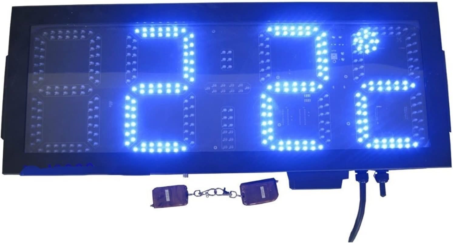 Protable Gym Timer Large Size Outdoor Waterproof 8inch 4digits Blue Color Time and Temperature Clock(HOT4-8B) Fitness Home Garage Gym and Outdoor Sport Outdoor Digital Visibility