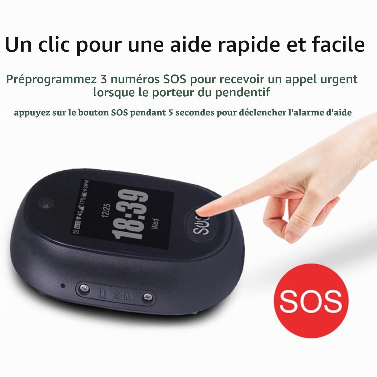 Dispositif de suivi GPS pour personnes âgées avec bouton d'urgence SOS, localisation de sonnerie, réveil et clôture de sécurité, localisateur personnel 4G pour soins d'Alzheimer