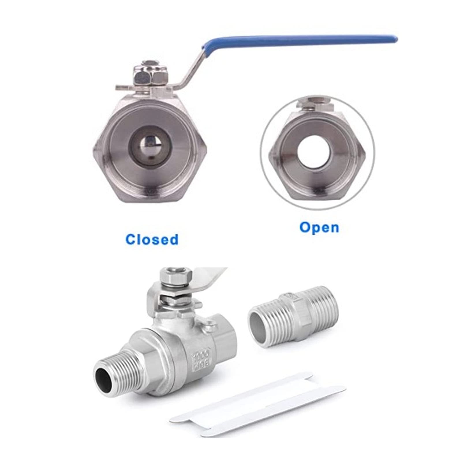Valvola A Sfera In Acciaio Inox 1/4 Di Pollice NPT | Jeanoko | Filetto Maschio | Senza Perdite Per Acqua E Olio