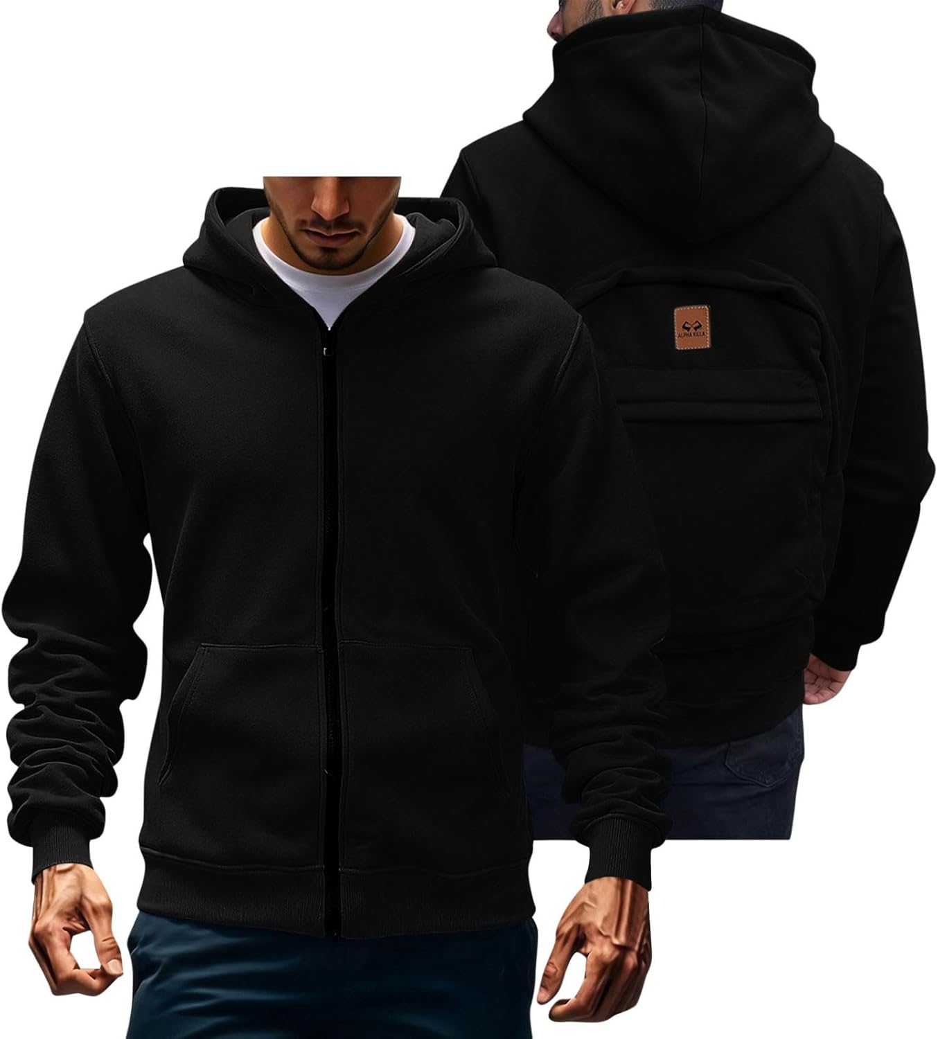 Mens Creative Travel Hoodie with Backpack 3D Creative Travel Hoodie Zip up Hooded Sweatshirt Valentines Day Hoodies - Image 2