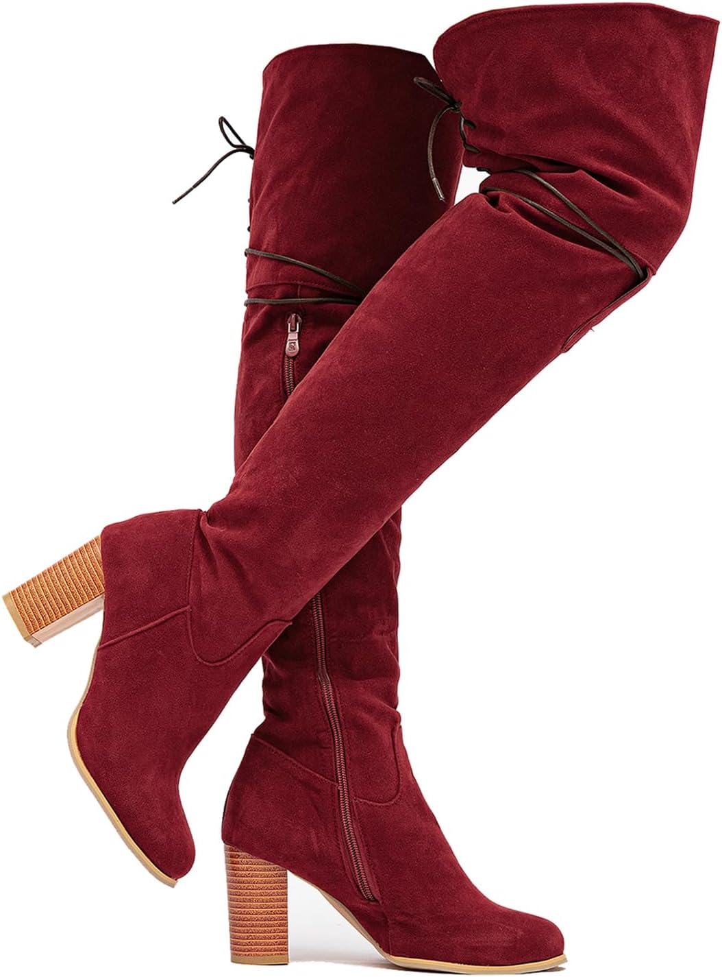 getmorebeauty Women's Thigh High Boots - Chunky Heel