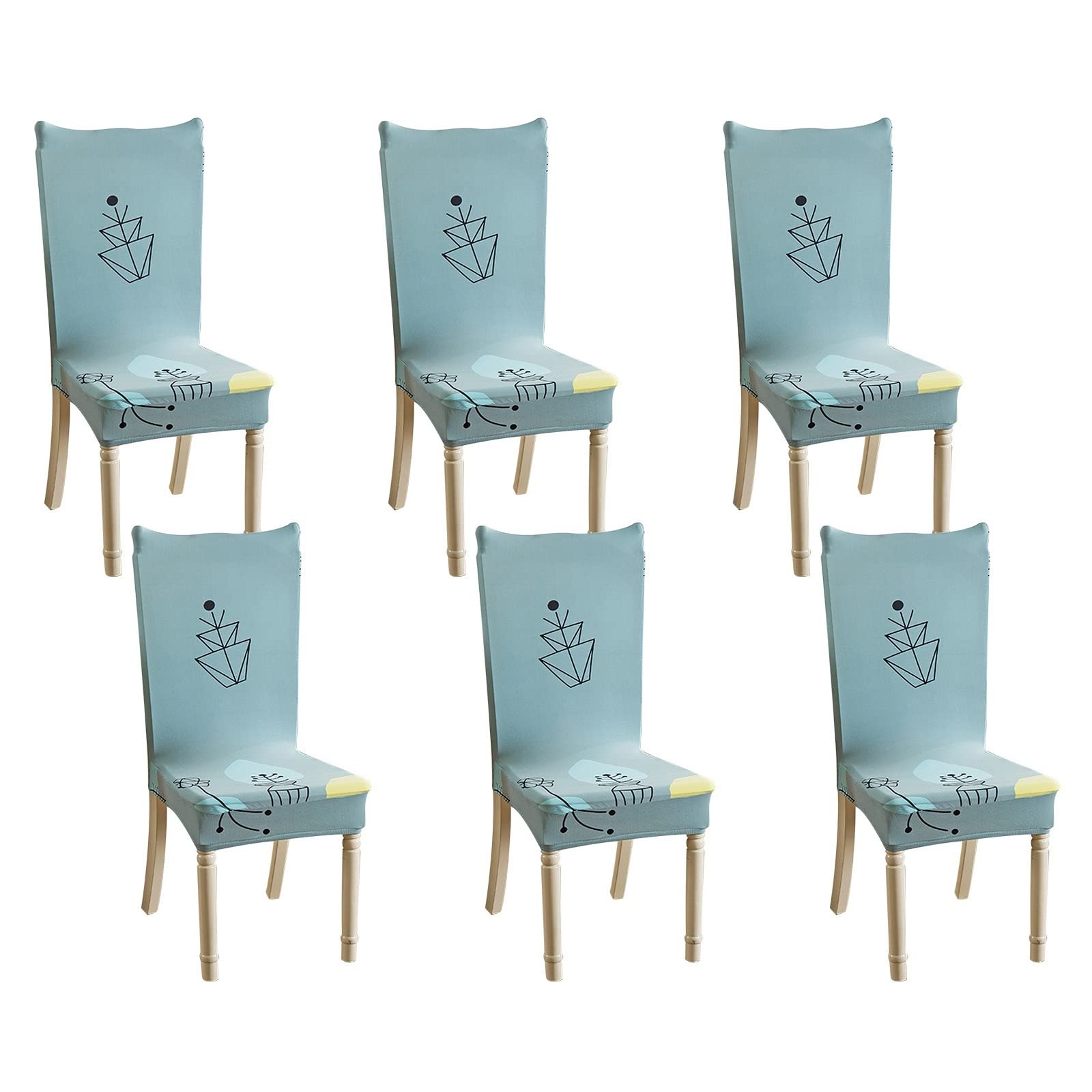 Housse de chaises spandex graffiti KnSam bleu clair pour lot de 6
