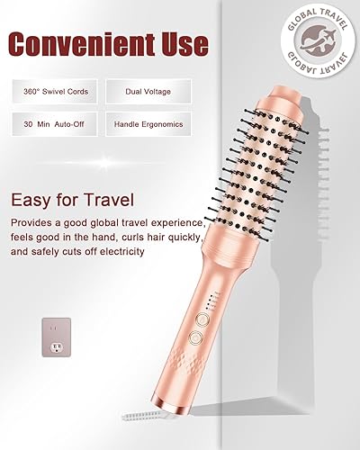 Miniatura 6 de Cepillo redondo calentado de 1.5 pulgadas, cepillo térmico de iones negativos para aspecto de soplado, alisado, rizado y volumen, calentamiento