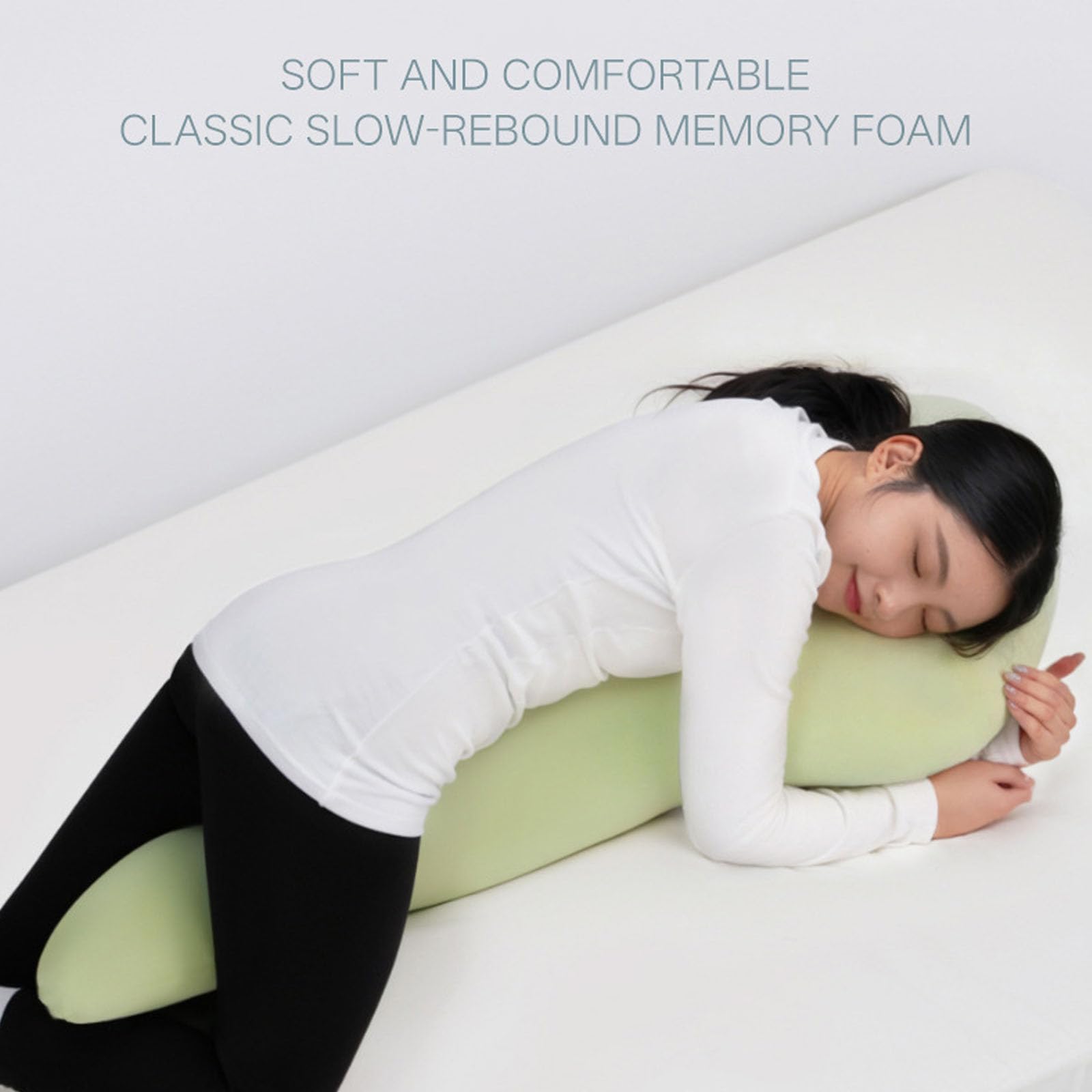 Oreiller de corps en mousse à mémoire de forme pour les personnes dormant sur le côté avec housse amovible pour un soutien pendant la grossesse et un sommeil confortable