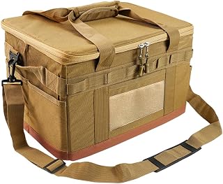 ARVALOLET Organizador de suministros de camping, 30 L, gran capacidad, cocina de camping y utensilios de cocina, multifunción, color negro caqui