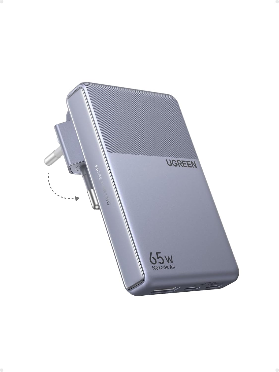 (-30%) UGREEN USB C Ladegerät 65W Slim, 1,45cm Dünn, Klappbarer Stecker, 3-Port