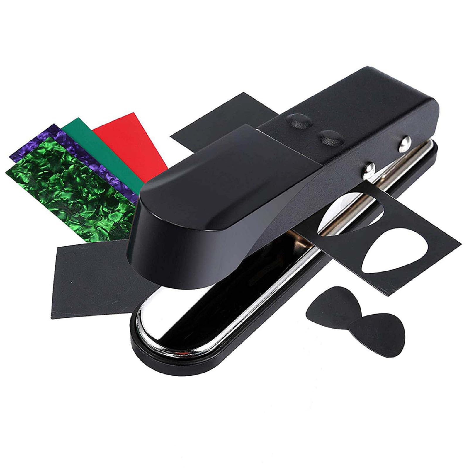 Gitarrenplektrum Cutter aus Legierung Tragbares Selbstgemacht Werkzeug für Gitarrenbau Scharfer Schnitt für Celluloid und Debitkarte Zubehör für Musiker Zufällige Farbe