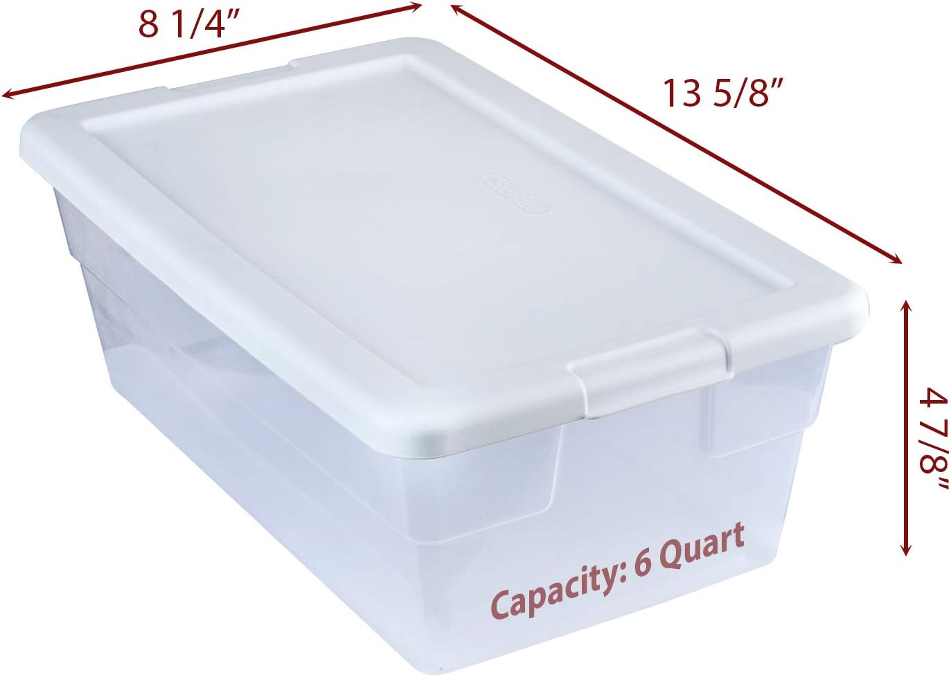 Sterilite 6 Quart Stackable Plastic Storage Bins with Lids (4 Pack) - Bundled with Labels and Marker (Plastic)