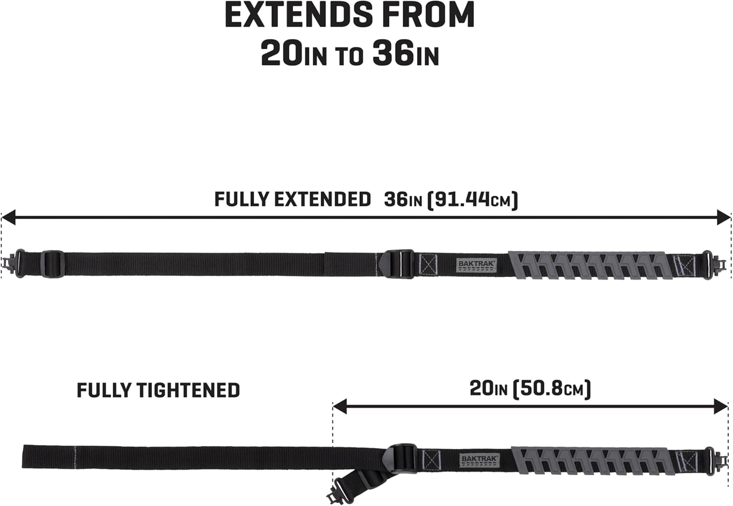 Allen Company Baktrak Traction Web 36″ Rifle Sling w/ 500lb‑Rated Swivels – Slim, Non‑Slip Pad - Black/Gray - Image 2