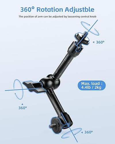 Miniatura 3 de UTEBIT Brazo mágico articulado ajustable de 9 pulgadas y súper abrazadera, con rosca de 14 y 38 pulgadas, kit de tornillo de abrazadera de cangrejo