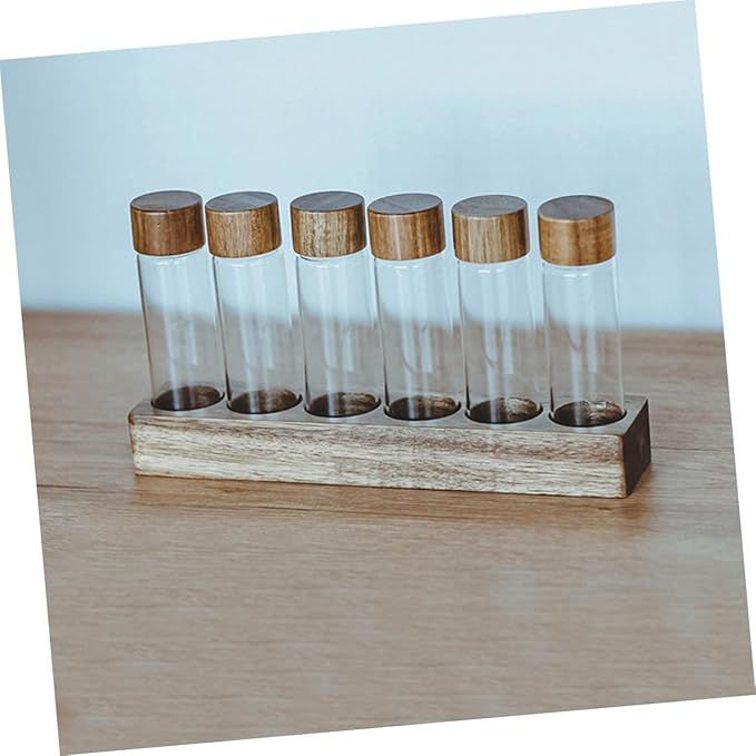Set de 6 Tubos de Vidrio para Almacenar Café con Soporte de Madera miniatura 6