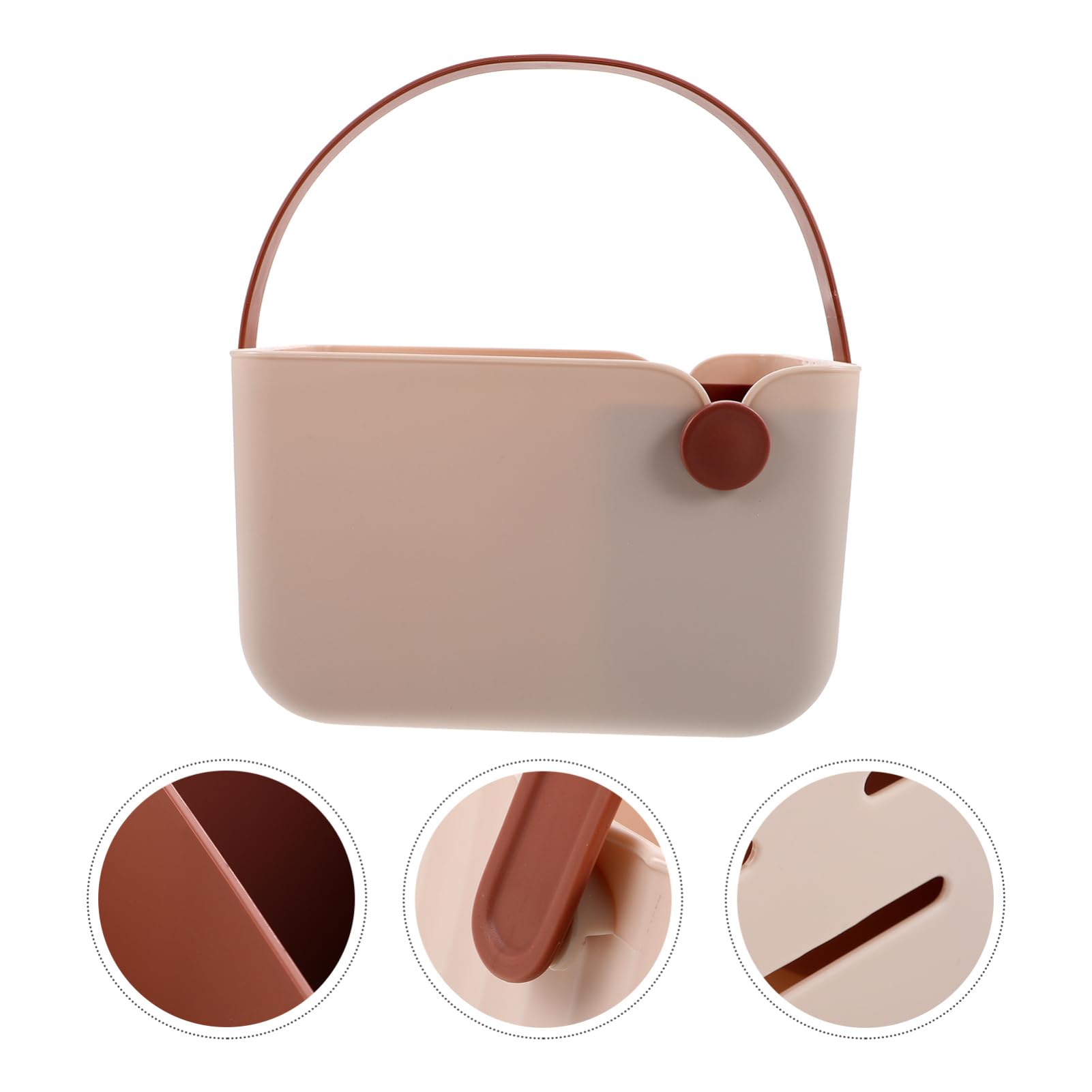 Cesta de Ducha Portátil Rosa de Pp y Tpr, Estilo Nórdico | Compacta y Fácil de Limpiar, para Cocina y Tocador, Organiza Artículos Pequeños con Formato Cesta