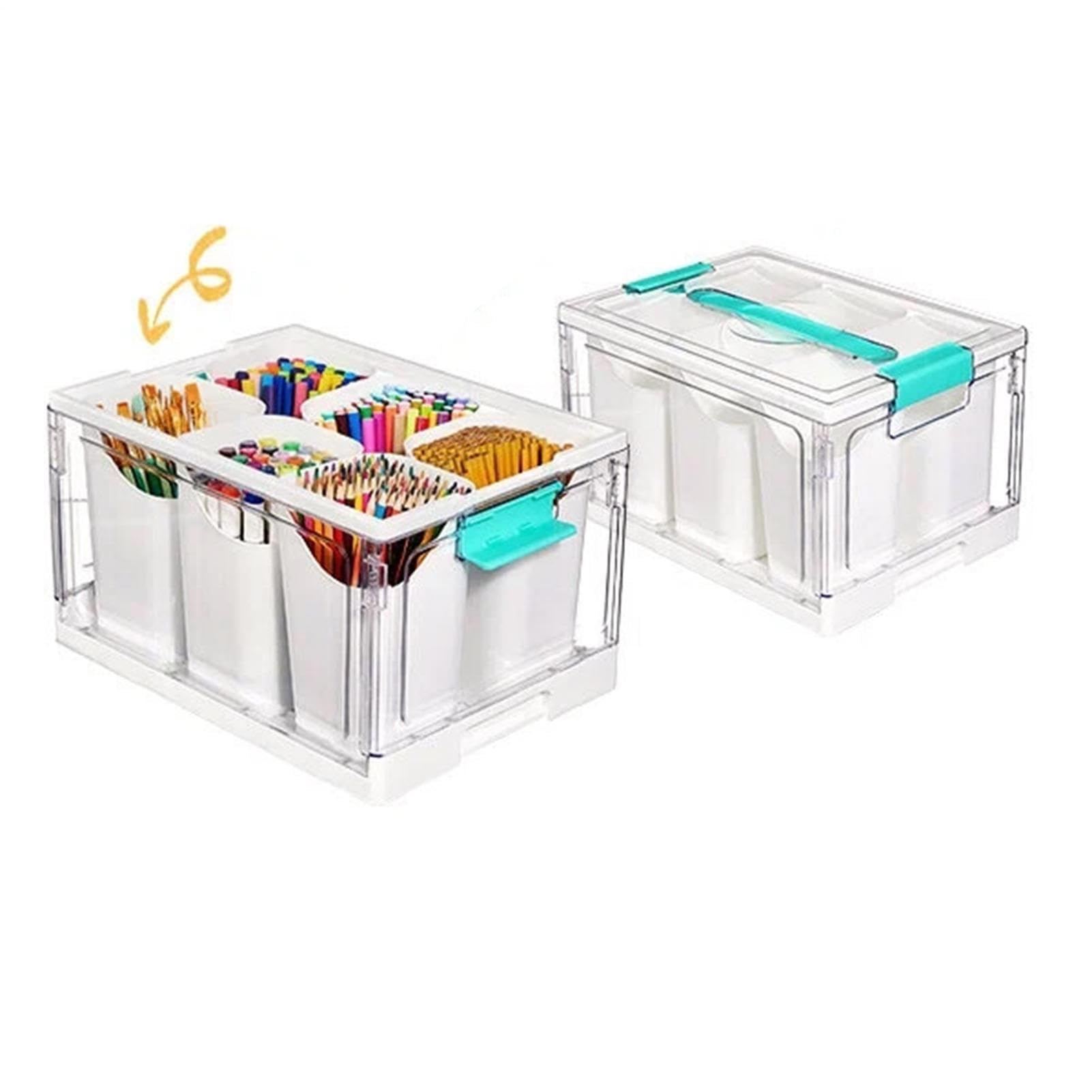 Organizer Creativi Contenitore per Materiale Artistico 23 L con Vassoi e | Organizer Per Arti E Mestieri Per Ufficio Aula Camera Casa Scuola Cucina Bagno Armadio Dispensa Garag