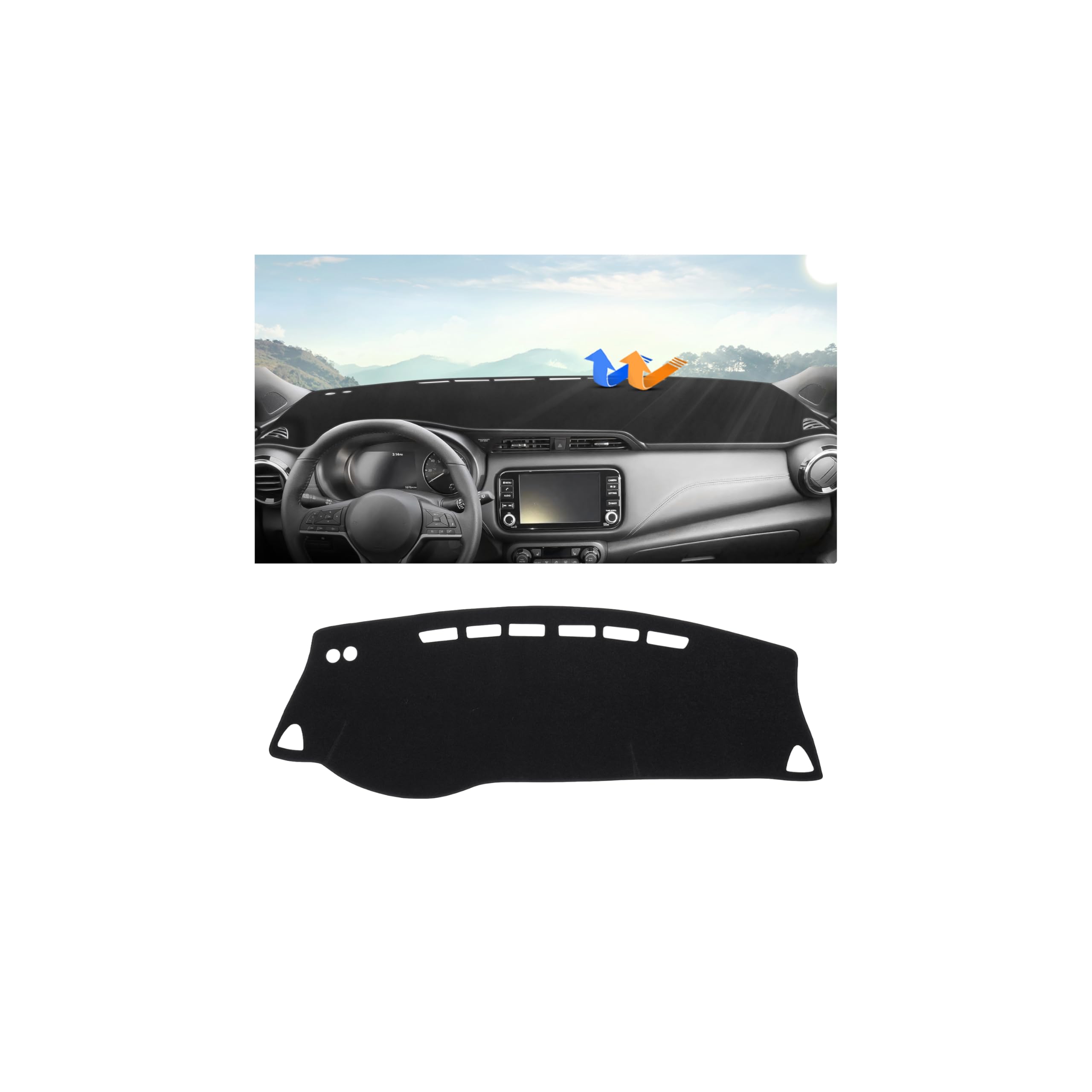 Autorder Dashboard Cover Mat for Nissan Kicks 2016-2024 Accessories Dash Cover Upgrade Flannel Dash Mat Sunshade Glare UV Rays Protector