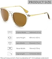 Vista 5 de ANDOILT Lentes de sol polarizados vintage para mujeres y hombres, protección UV, lentes de espejo redondos retro